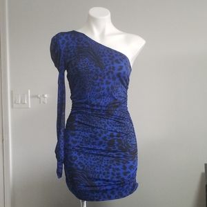 Electric blue leopard dress